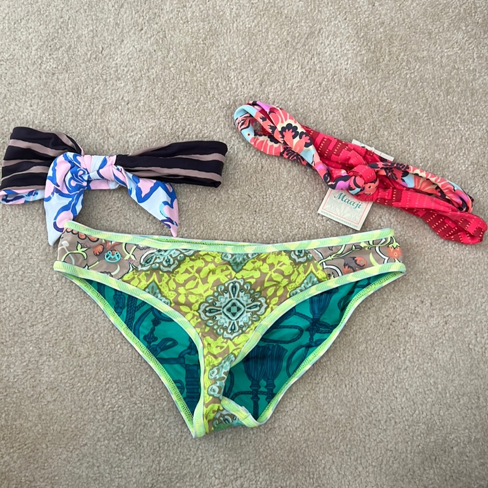 Maaji bikini bottoms and 2 maaji headbands